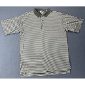 PRINGLE SCOTLAND MENS MEDIUM GREEN WHITE STRIPE BRESSON SHIRT GOLF
